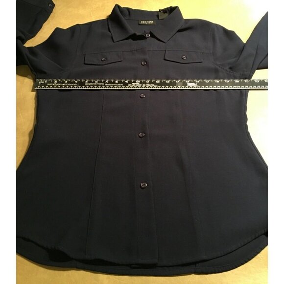 NEW YORK & COMPANY Pre-owned 100% Polyester Shirt/Jacket, NAVY BLUE*, Size Large - Picture 4 of 9